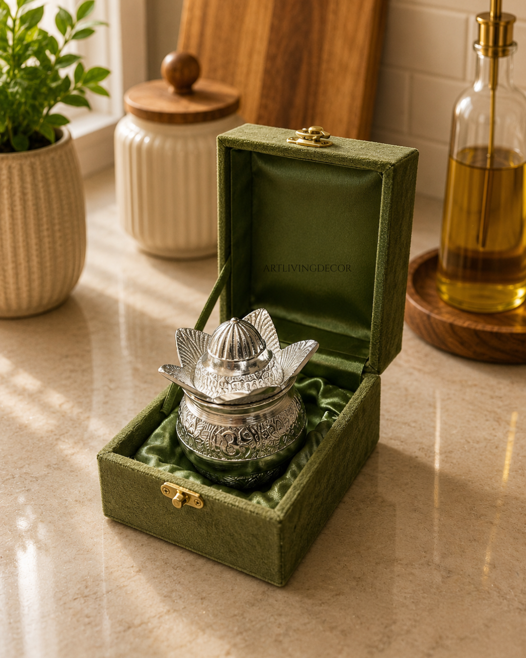 Small German Silver Kalash with Velvet box