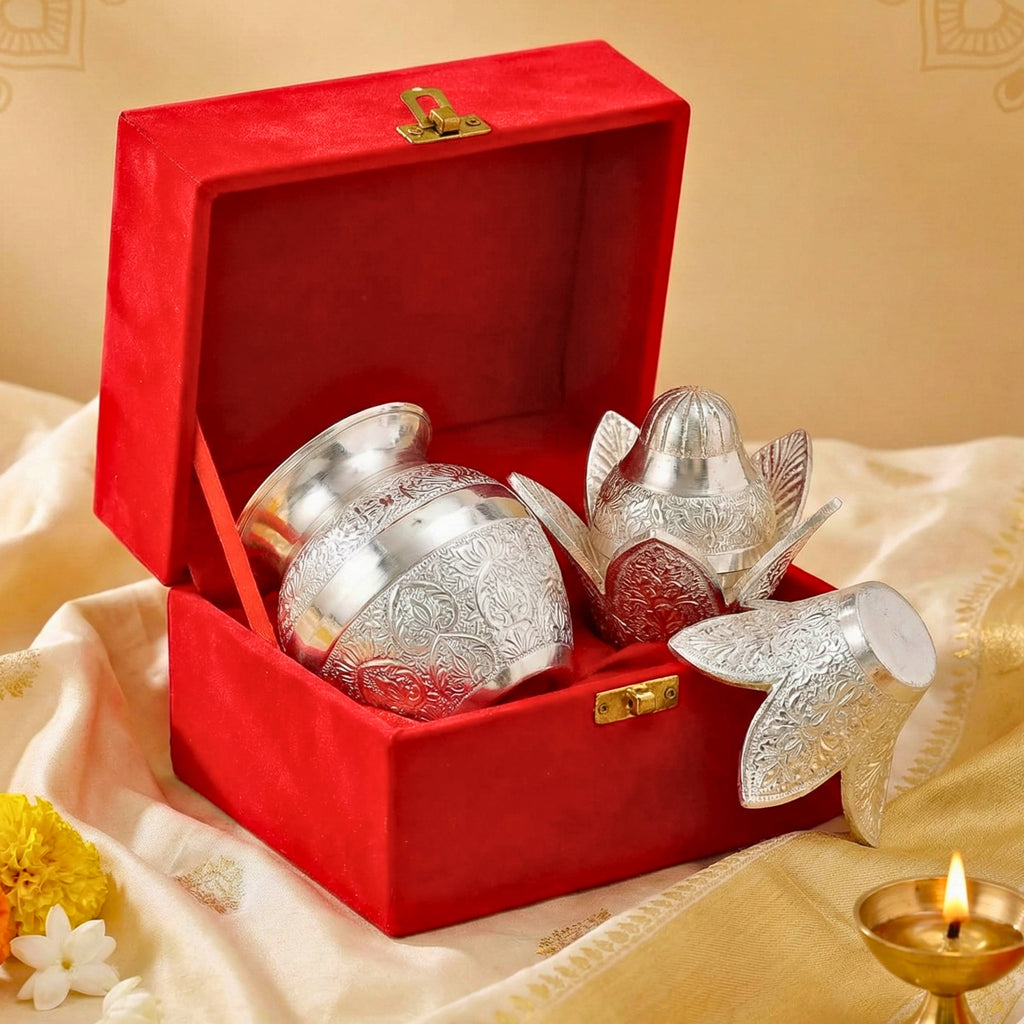 Divya Pooja Kalash & Coconut set with Velvet Box