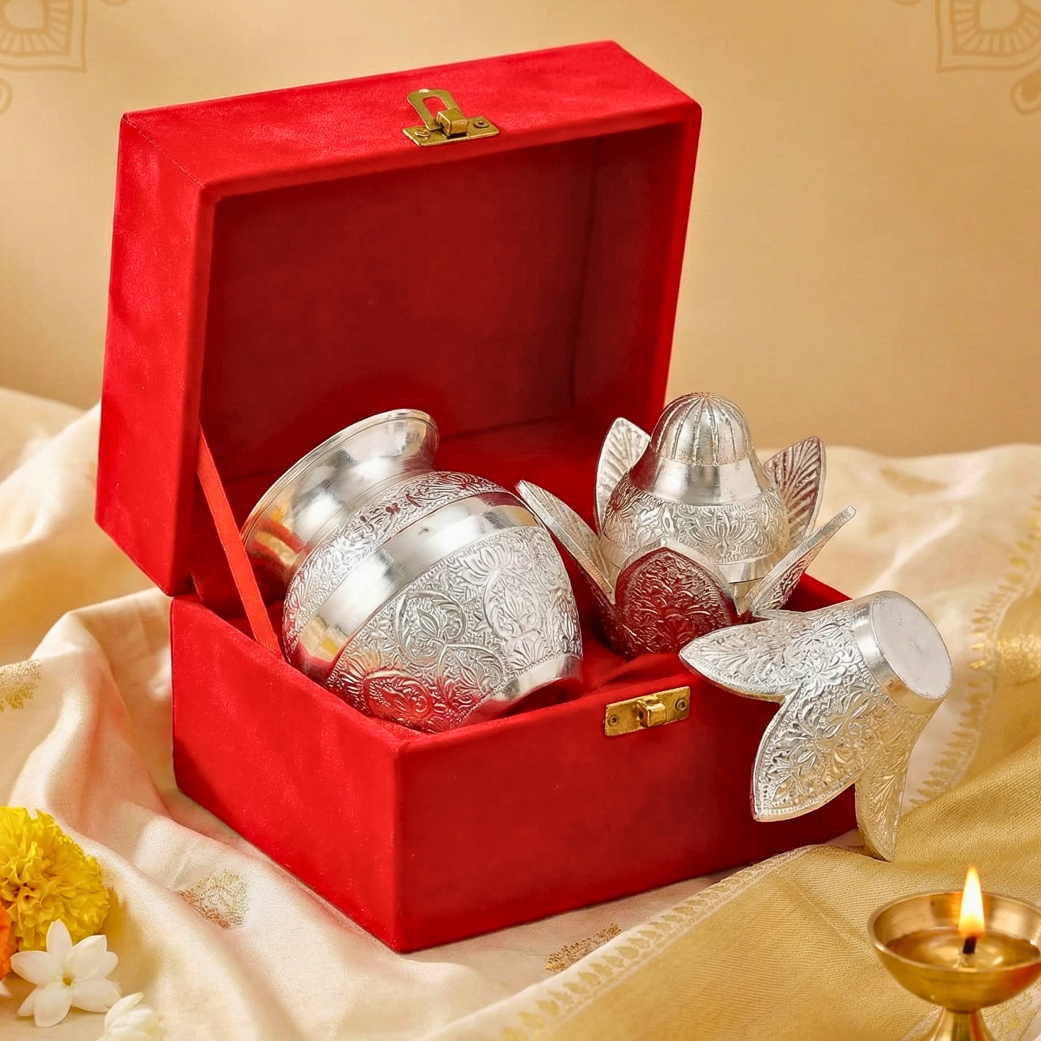 Divya Pooja Kalash & Coconut set with Velvet Box
