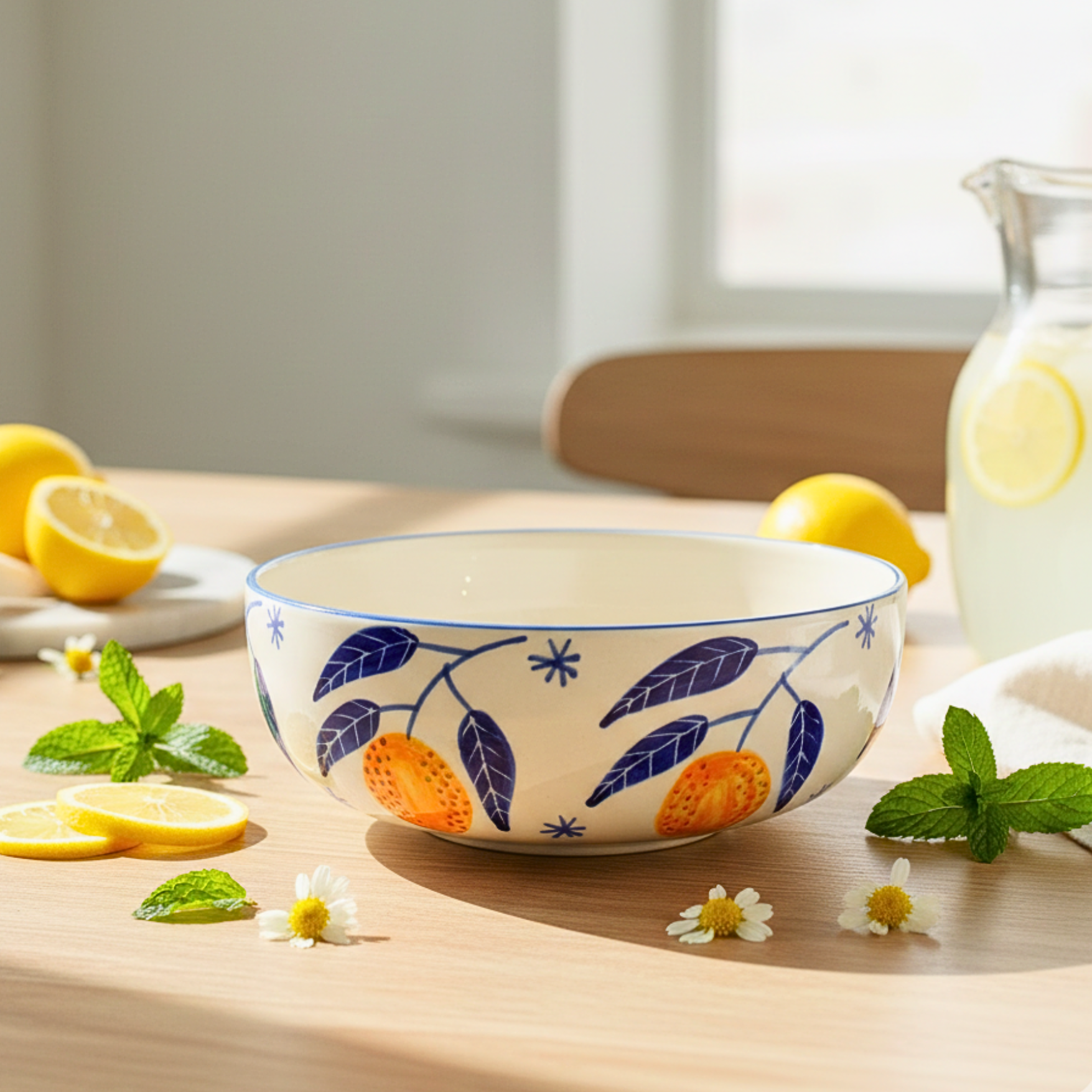 Mediterranean Style Lemon Ceramic Bowl