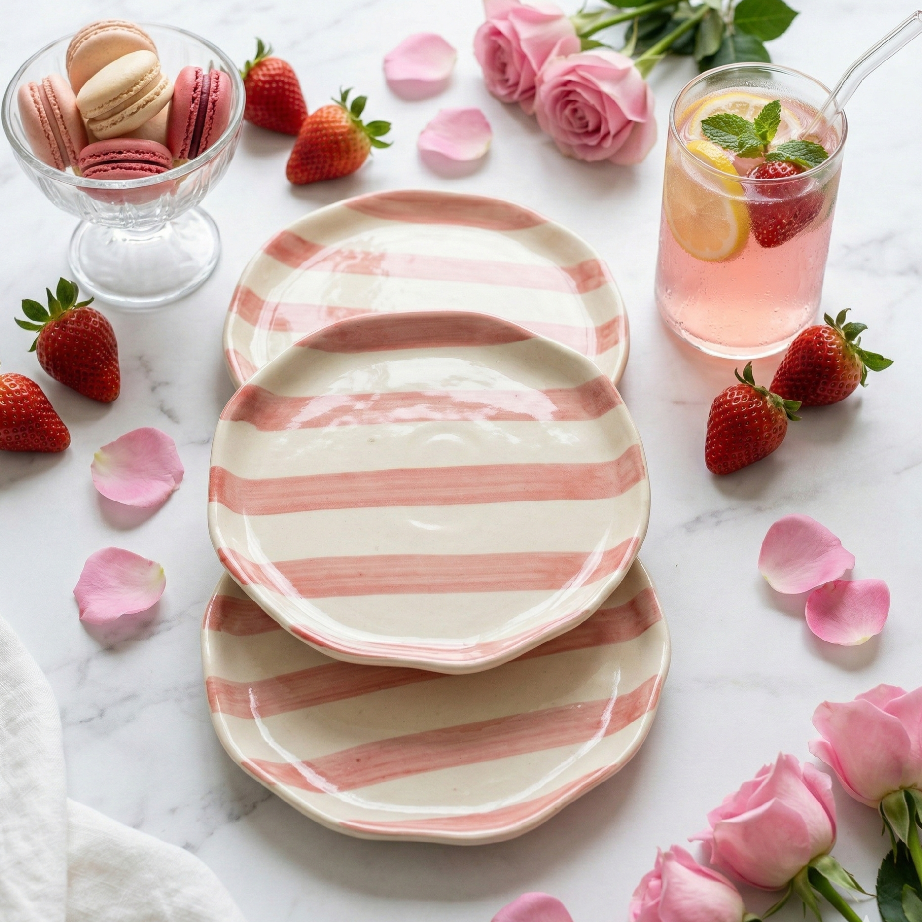 Modern Stripe Design Ceramic Plate Set of 3