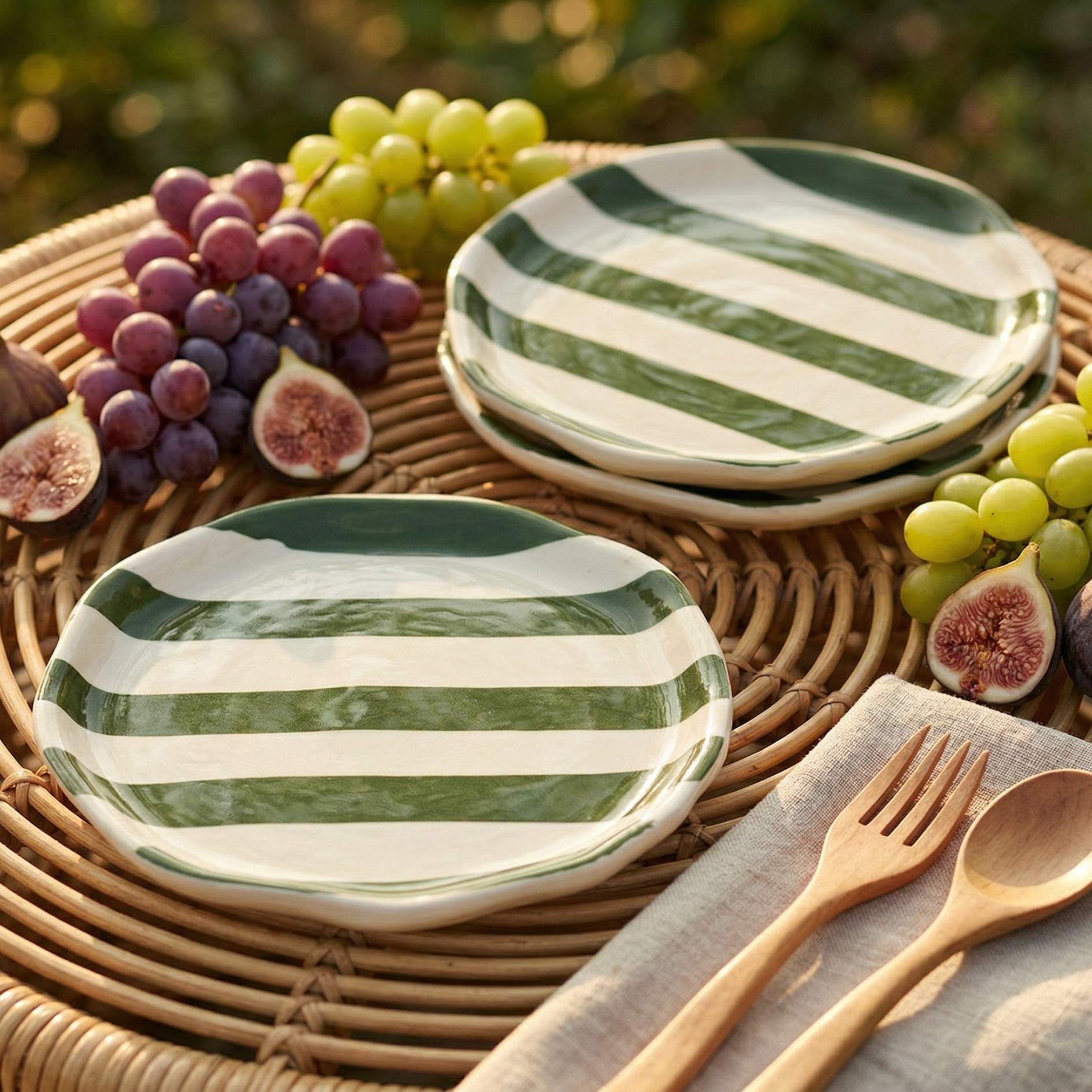 Modern Stripe Design Ceramic Plate Set of 3