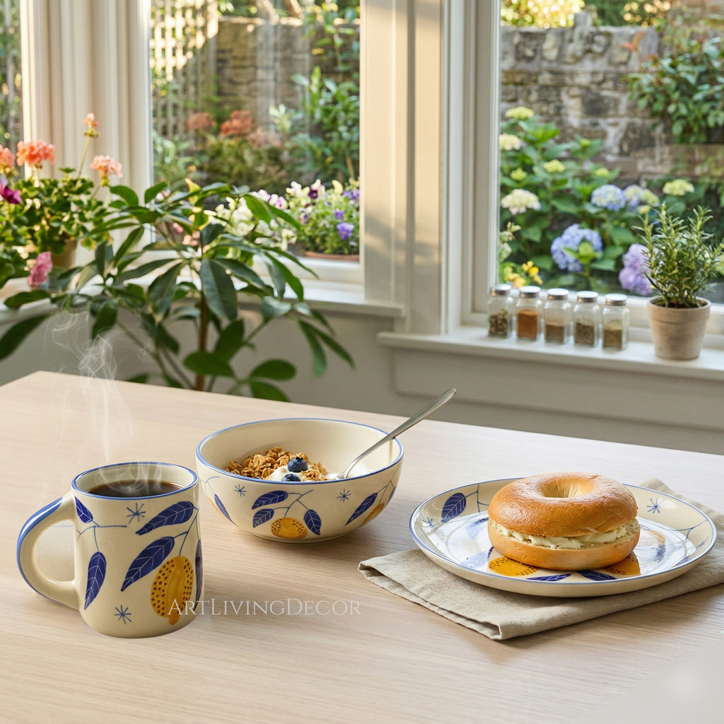 Mediterranean Lemon Ceramic Dining Set