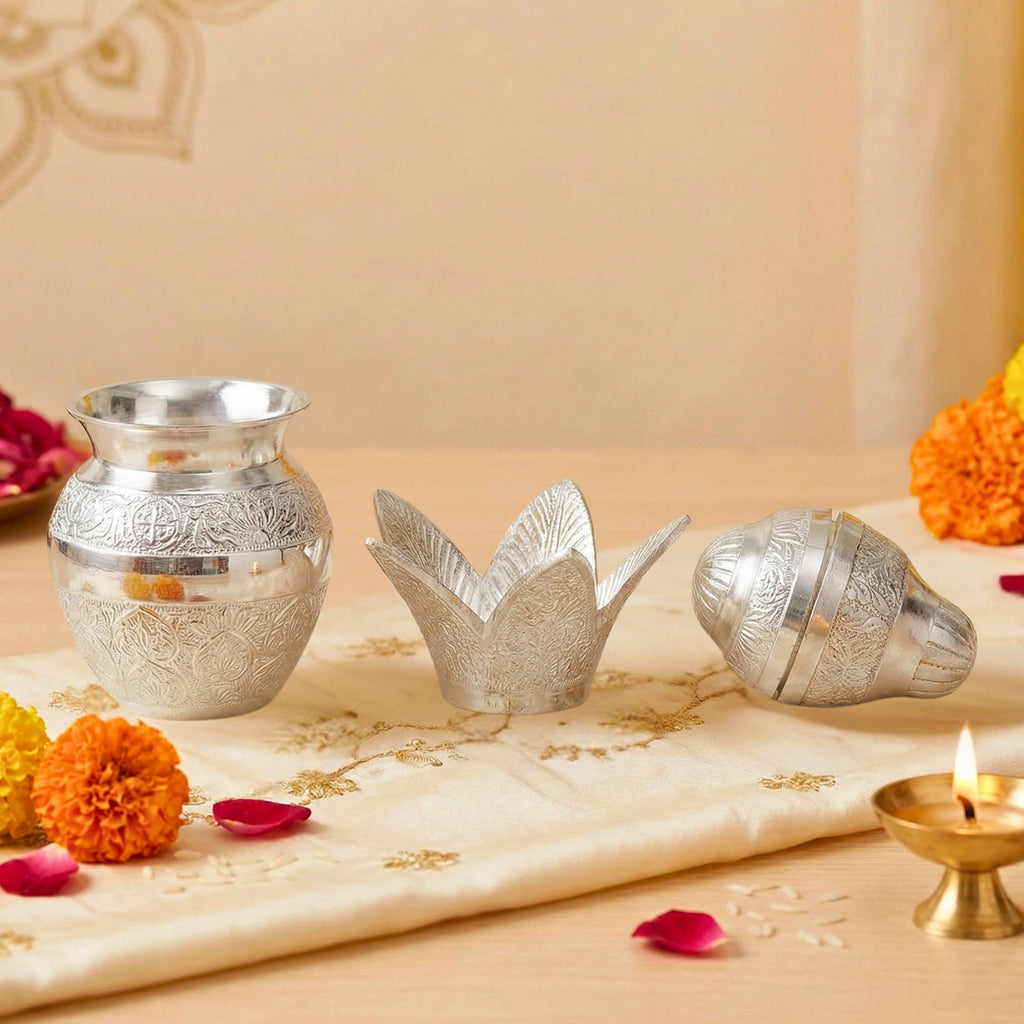 Divya Pooja Kalash & Coconut set with Velvet Box