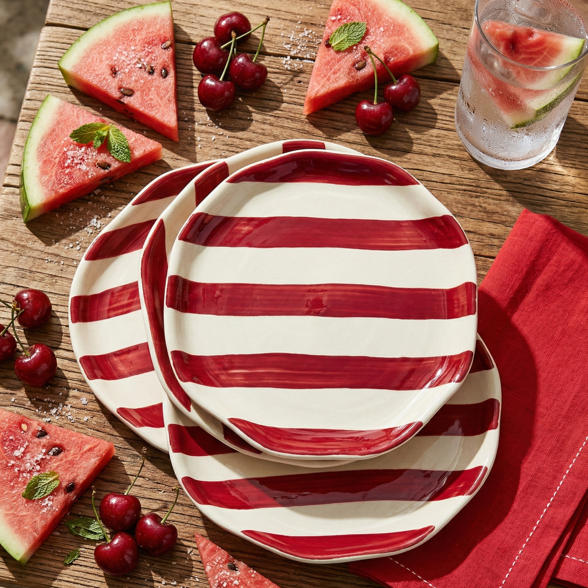 Modern Stripe Design Ceramic Plate Set of 3