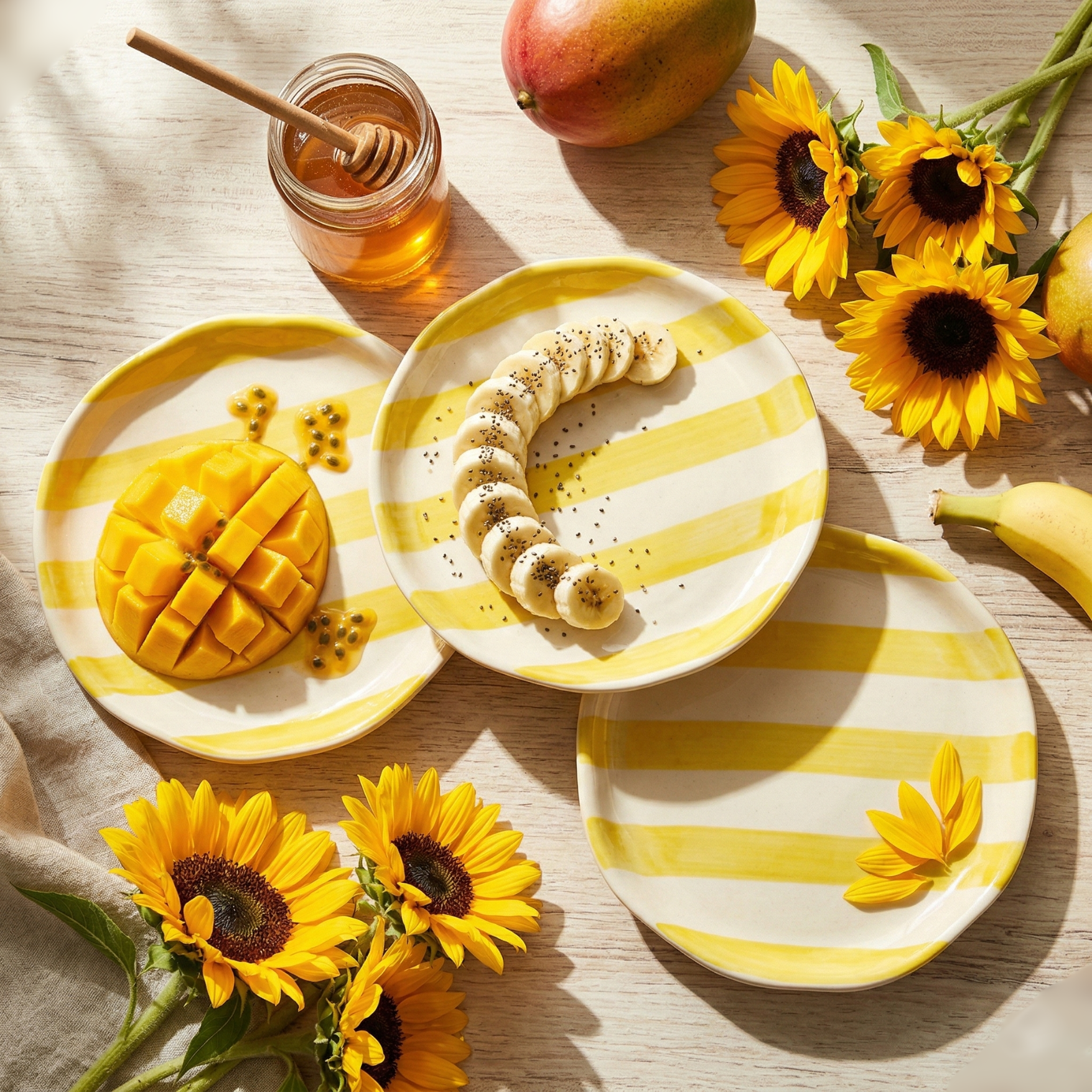 Modern Stripe Design Ceramic Plate Set of 3