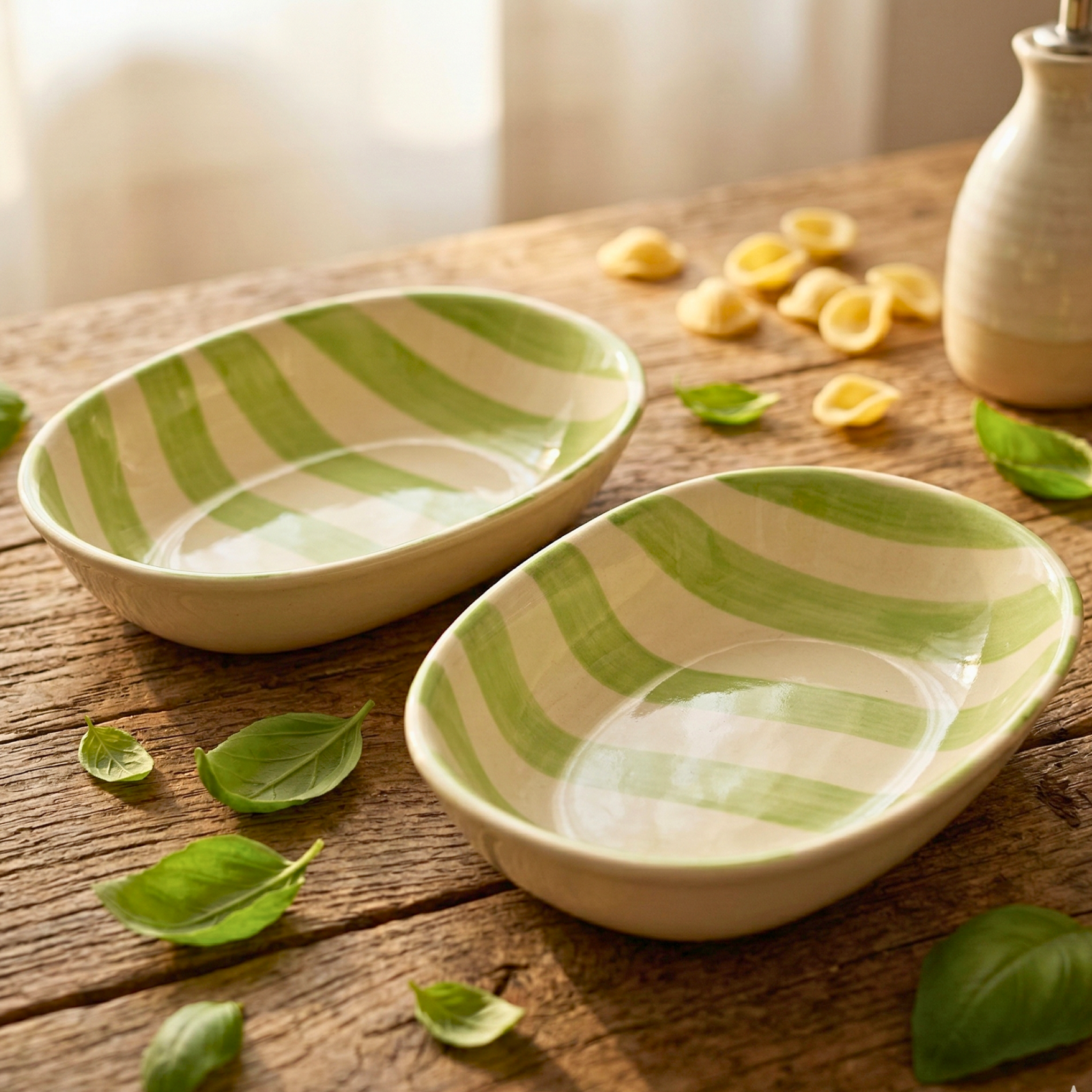 Striped Ceramic Pasta Bowl