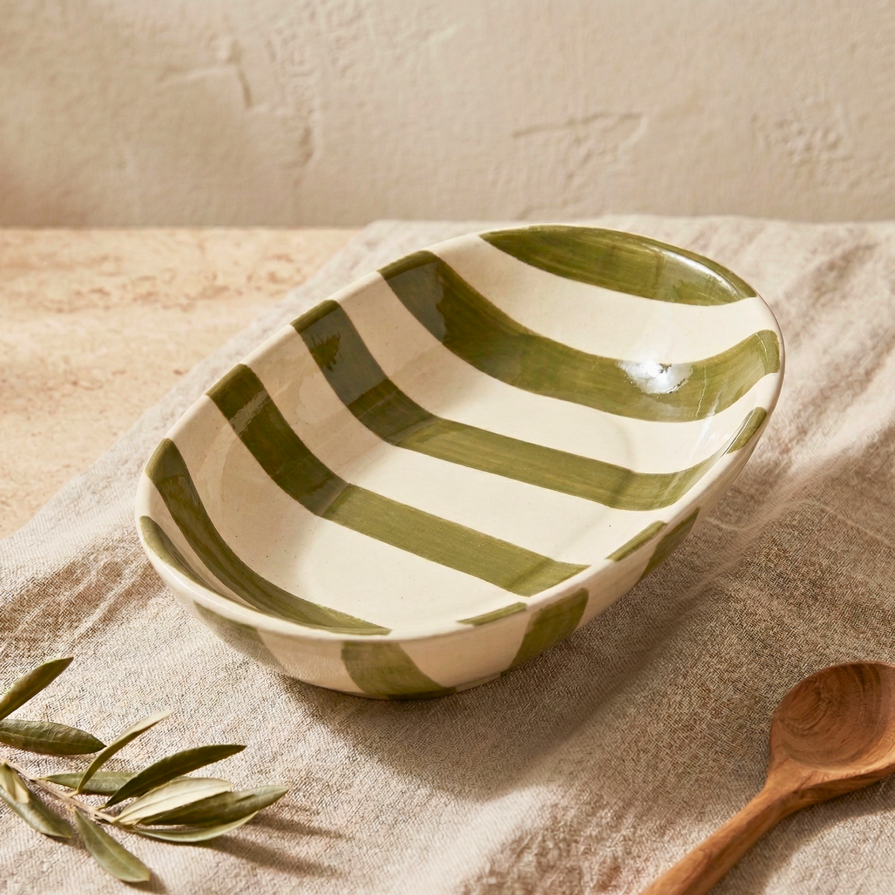Striped Ceramic Pasta Bowl