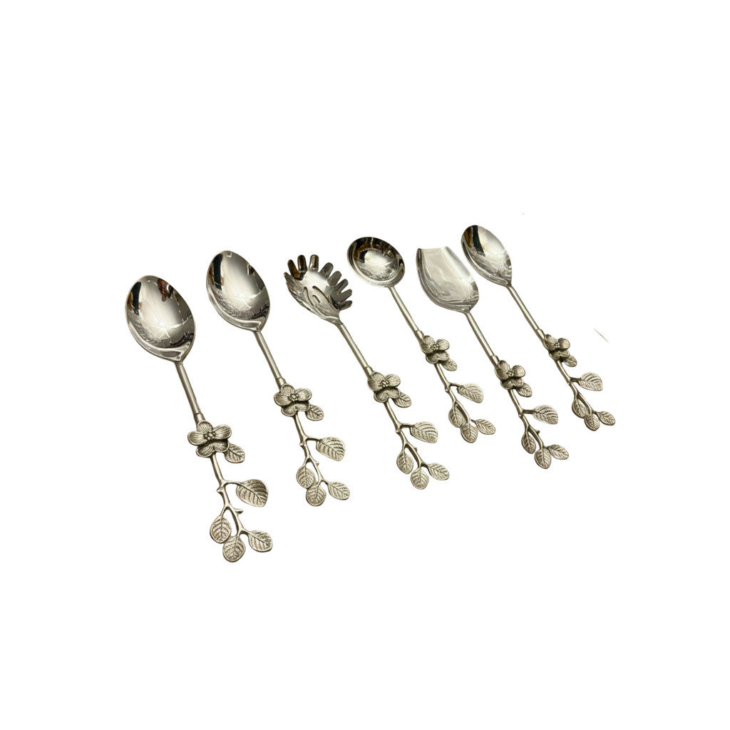 Set of 6 Elegant Floral Handle Cutlery Set
