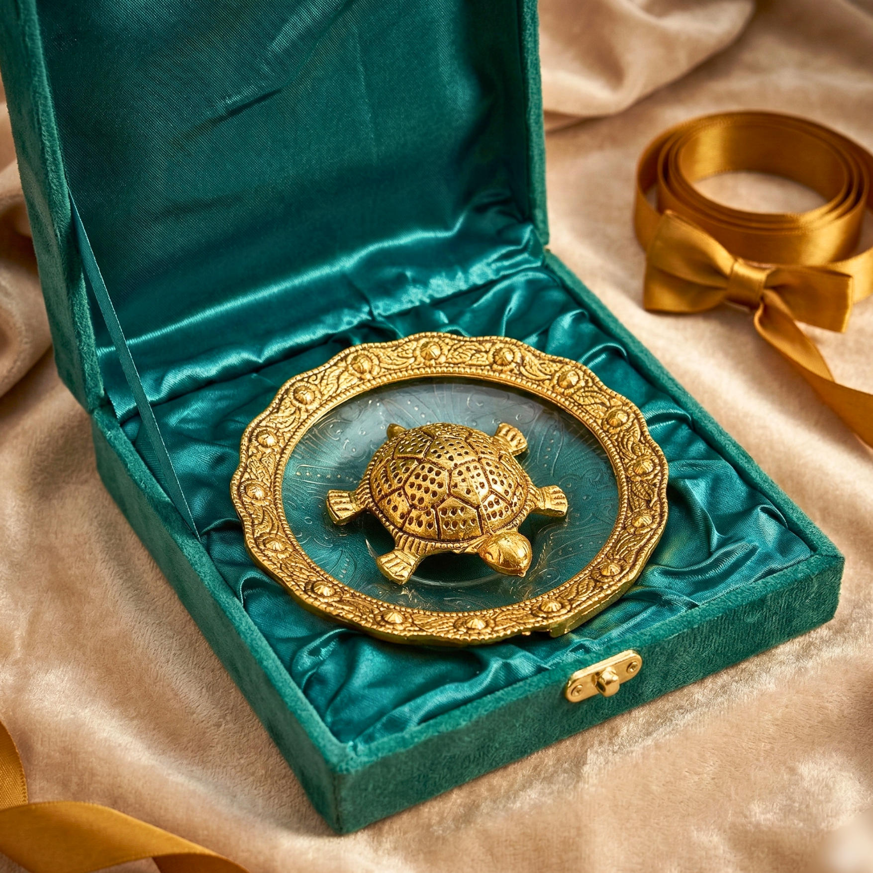 Feng Shui Inspired Tortoise Tabletop Décor with Velvet Box