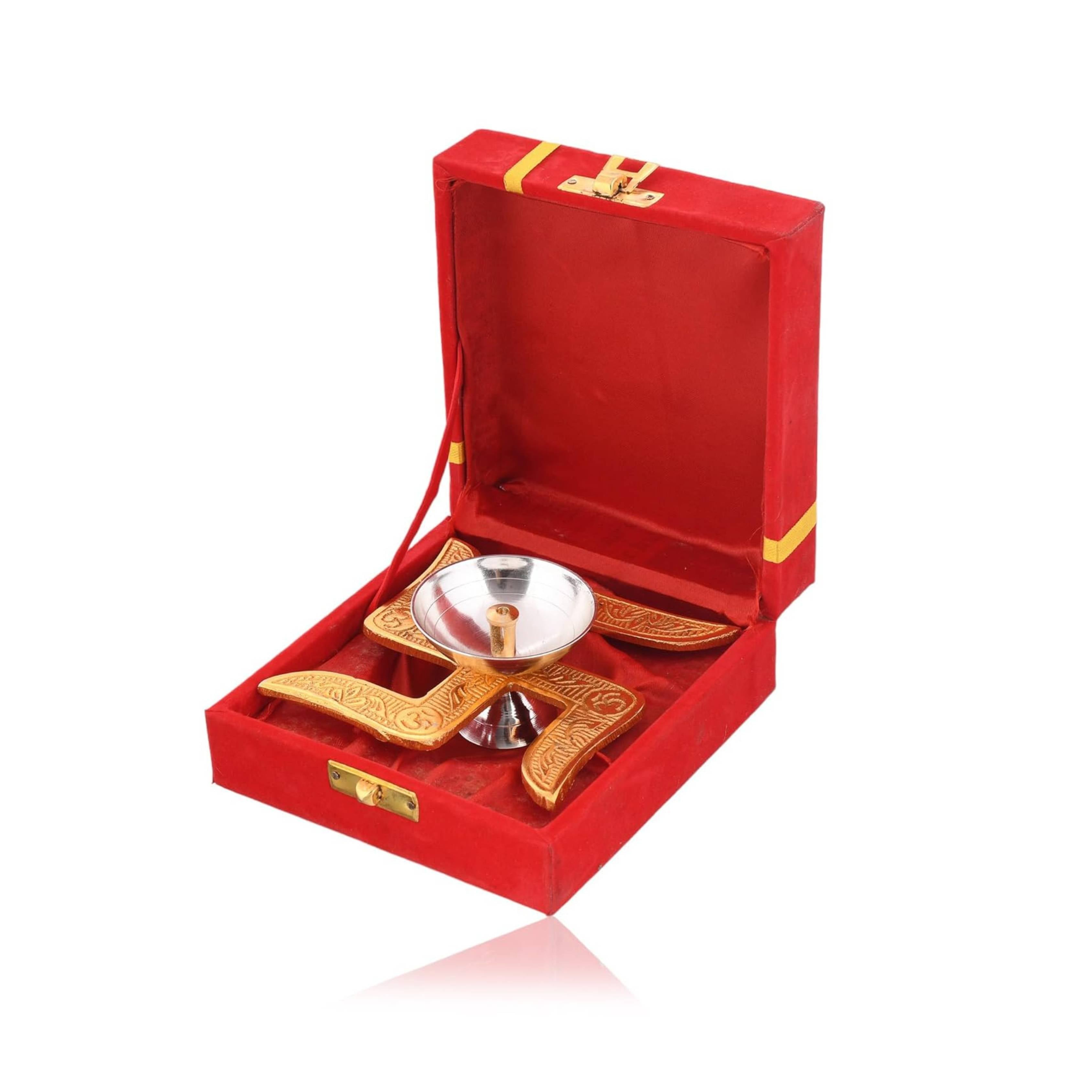 Pavitra Swastik Diya with velvet box