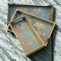 Decorative Wooden Tray Set of 3 with Tree Artwork