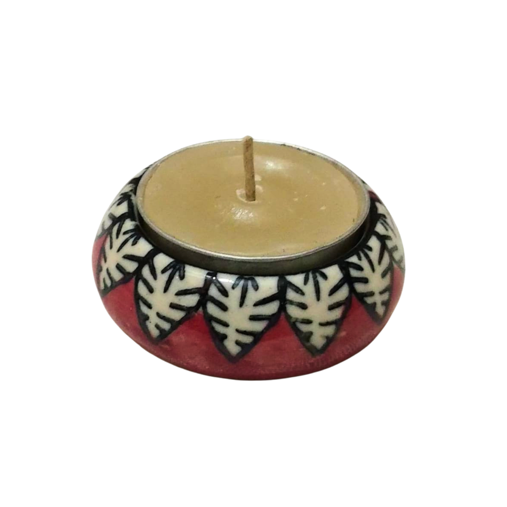 Handpainted Ceramic Round Tea Light Holder Set of 8