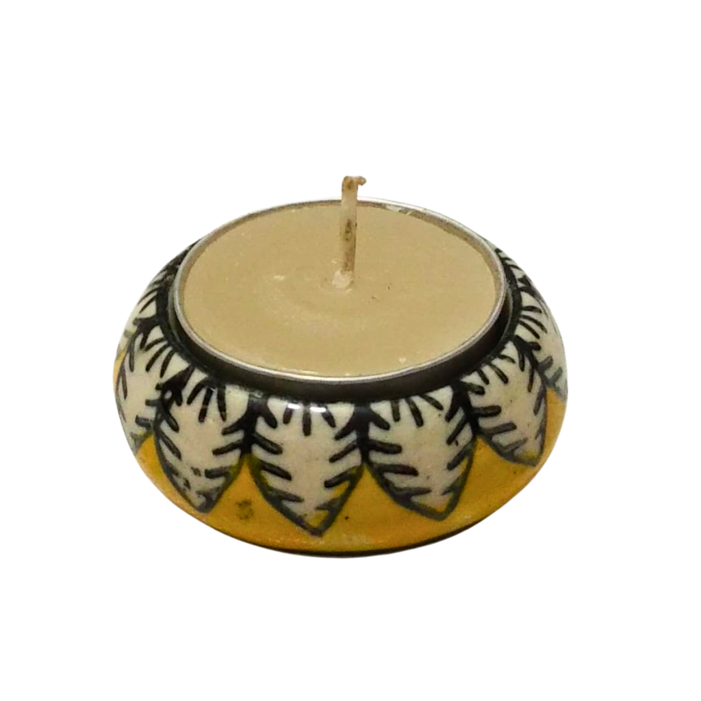 Handpainted Ceramic Round Tea Light Holder Set of 8