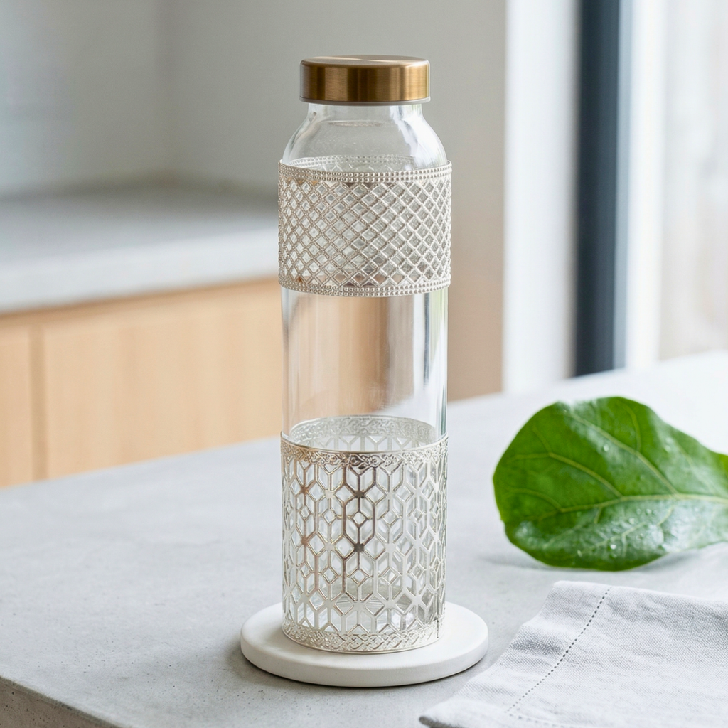 Handcrafted German Silver Glass Bottle with Premium Gift Box