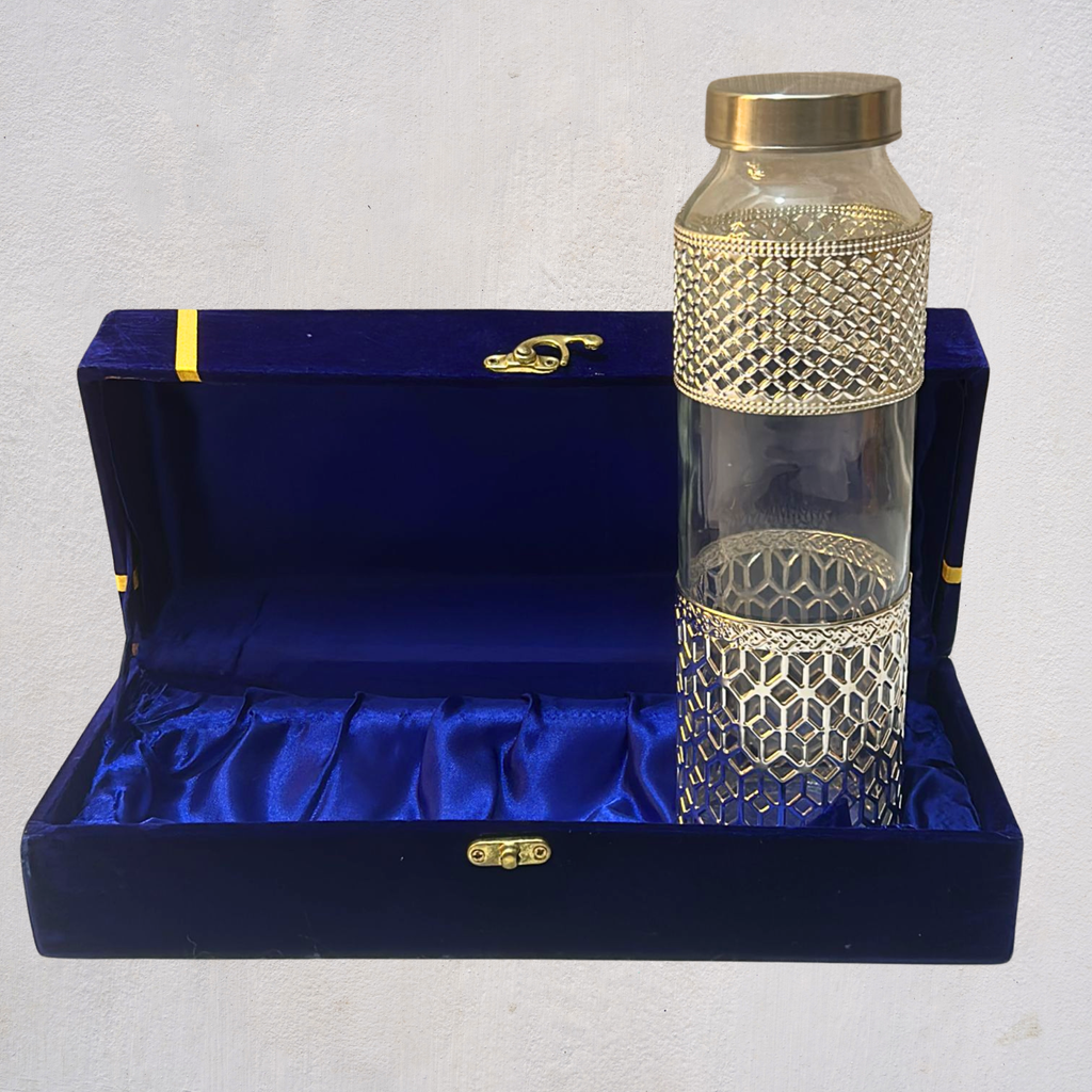 Handcrafted German Silver Glass Bottle with Premium Gift Box