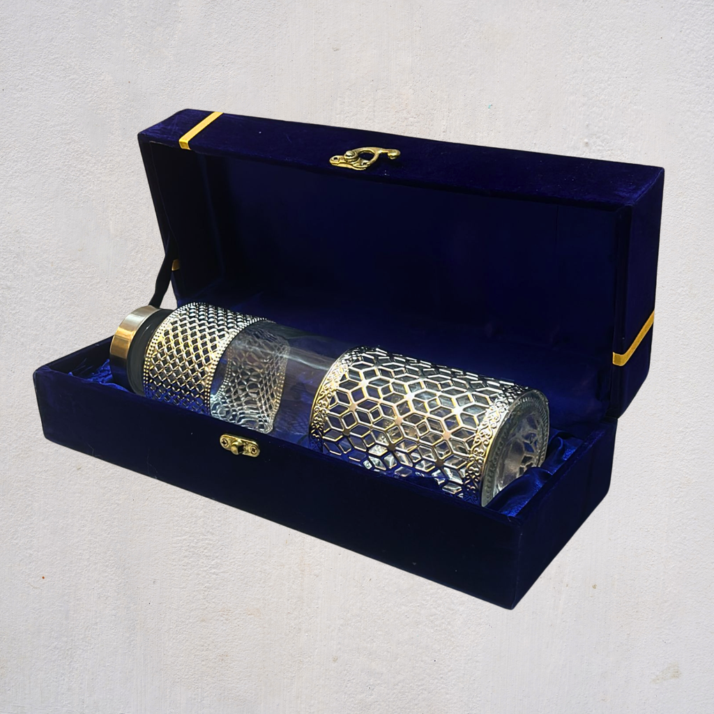 Handcrafted German Silver Glass Bottle with Premium Gift Box