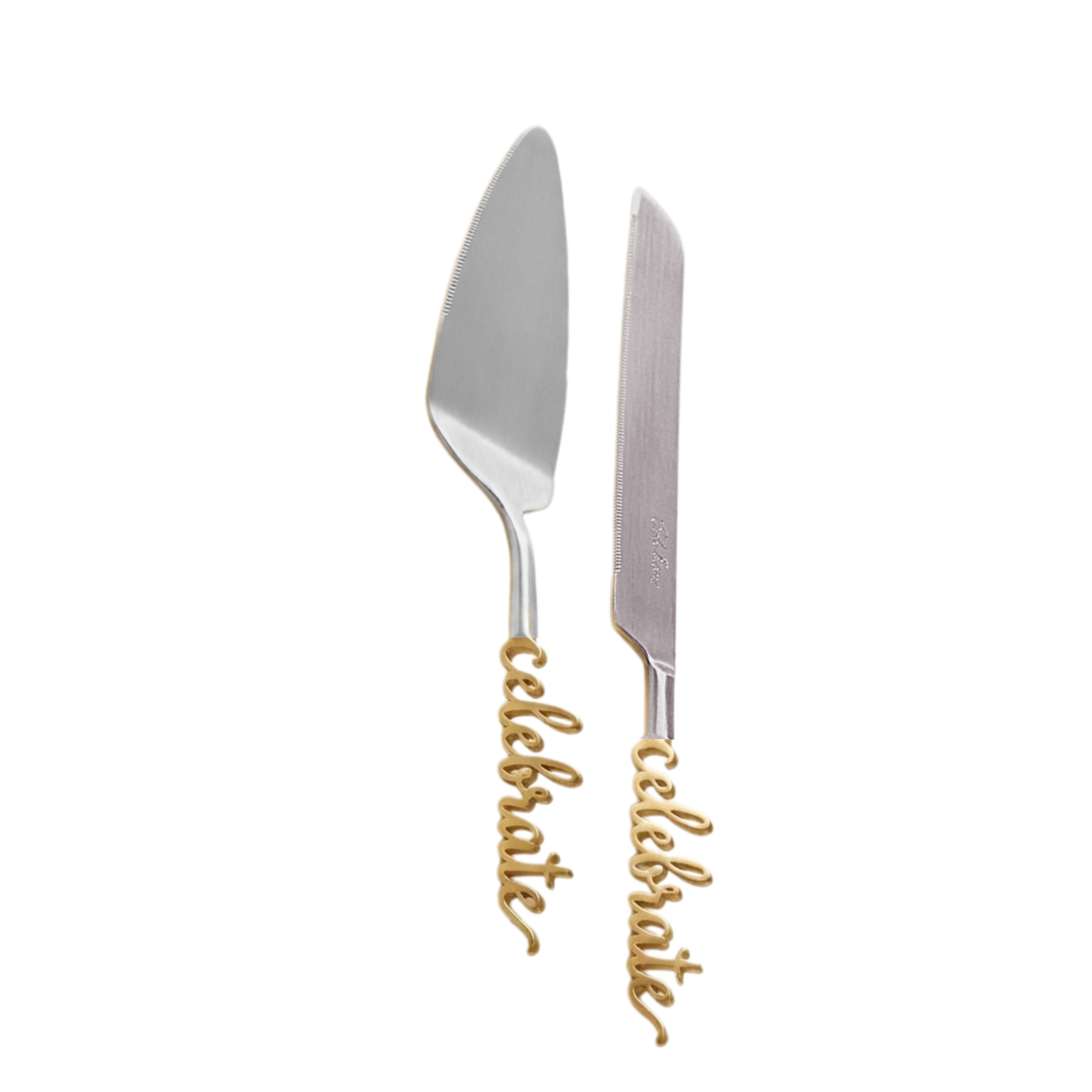 Celebrate Gold Designer Knife & Server Set of 2