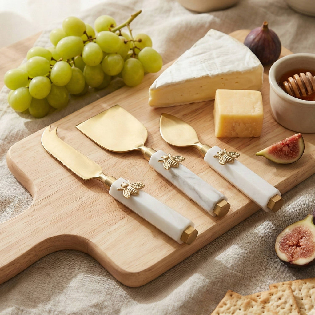 Bee Royale Cheese Knife Set with Marble Handles Set of 3