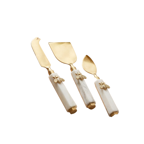 Bee Royale Cheese Knife Set with Marble Handles Set of 3