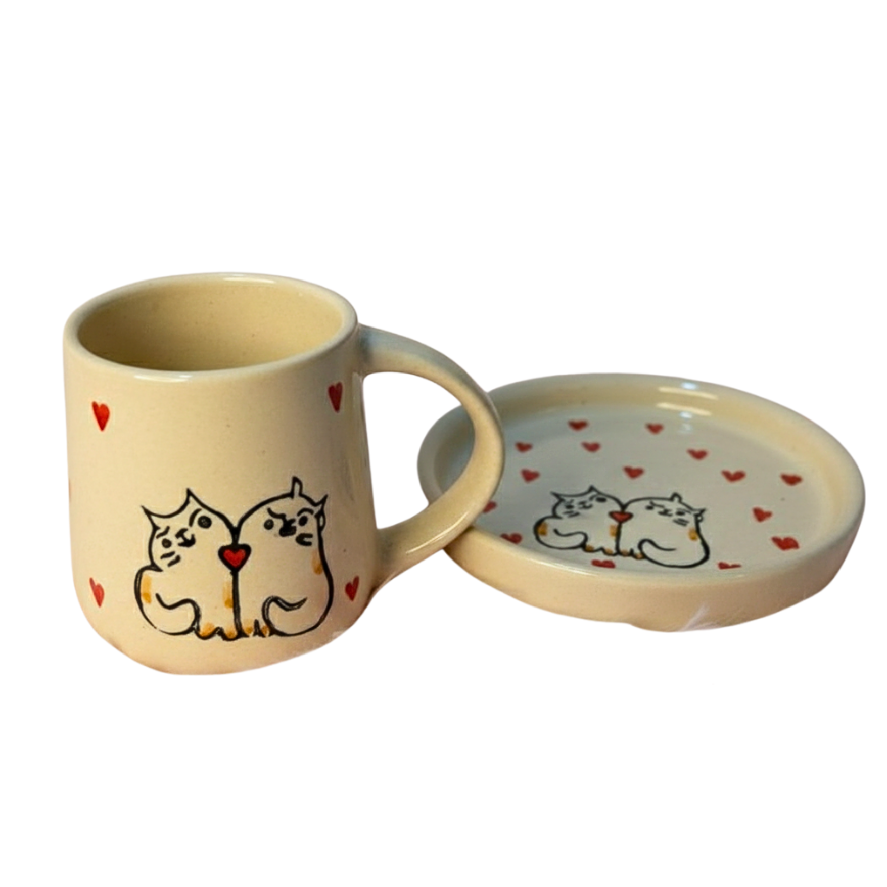 Meow in Love: Cat Couple Cup & Saucer Set