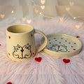 Meow in Love: Cat Couple Cup & Saucer Set