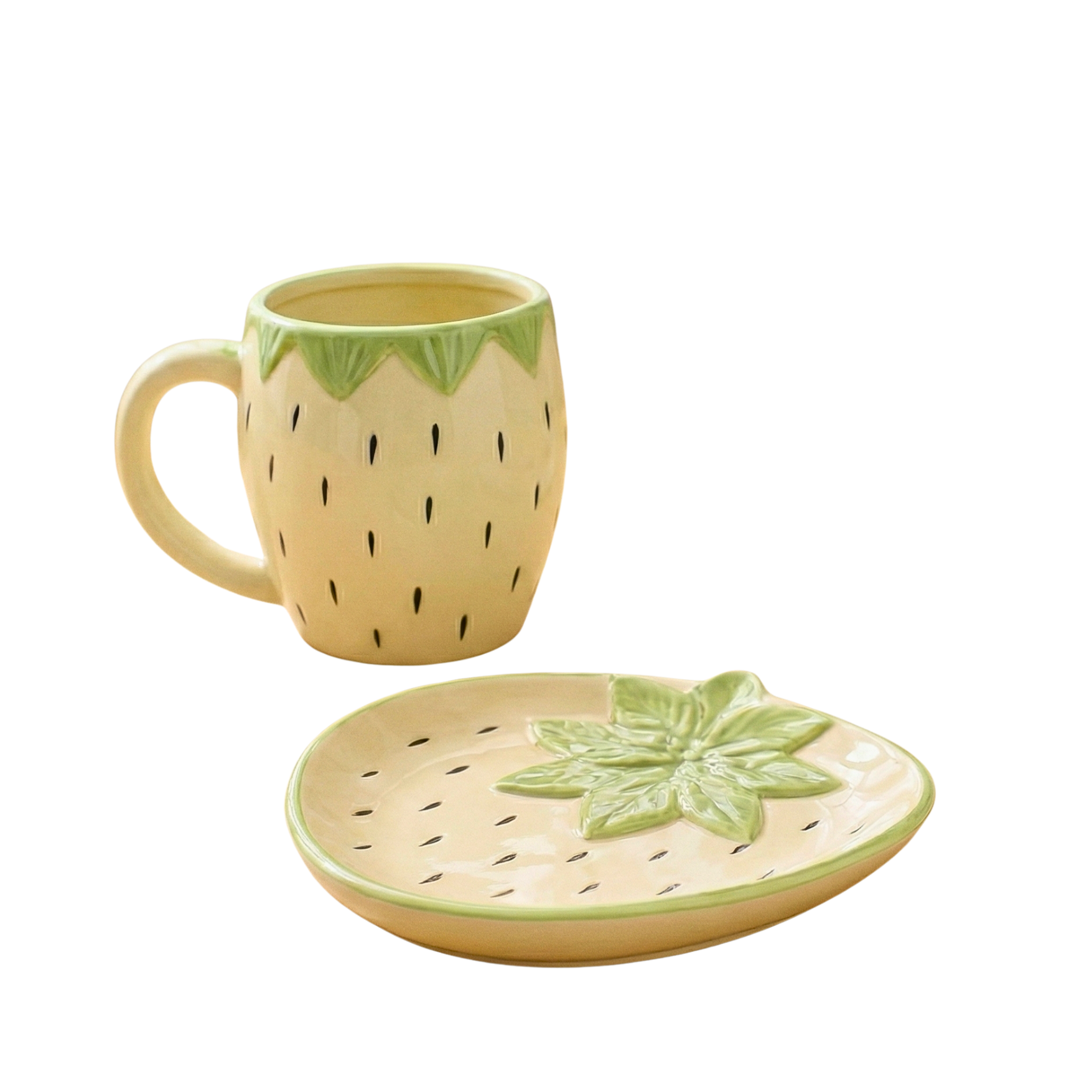 Strawberry-Inspired Ceramic Cup & Saucer Set