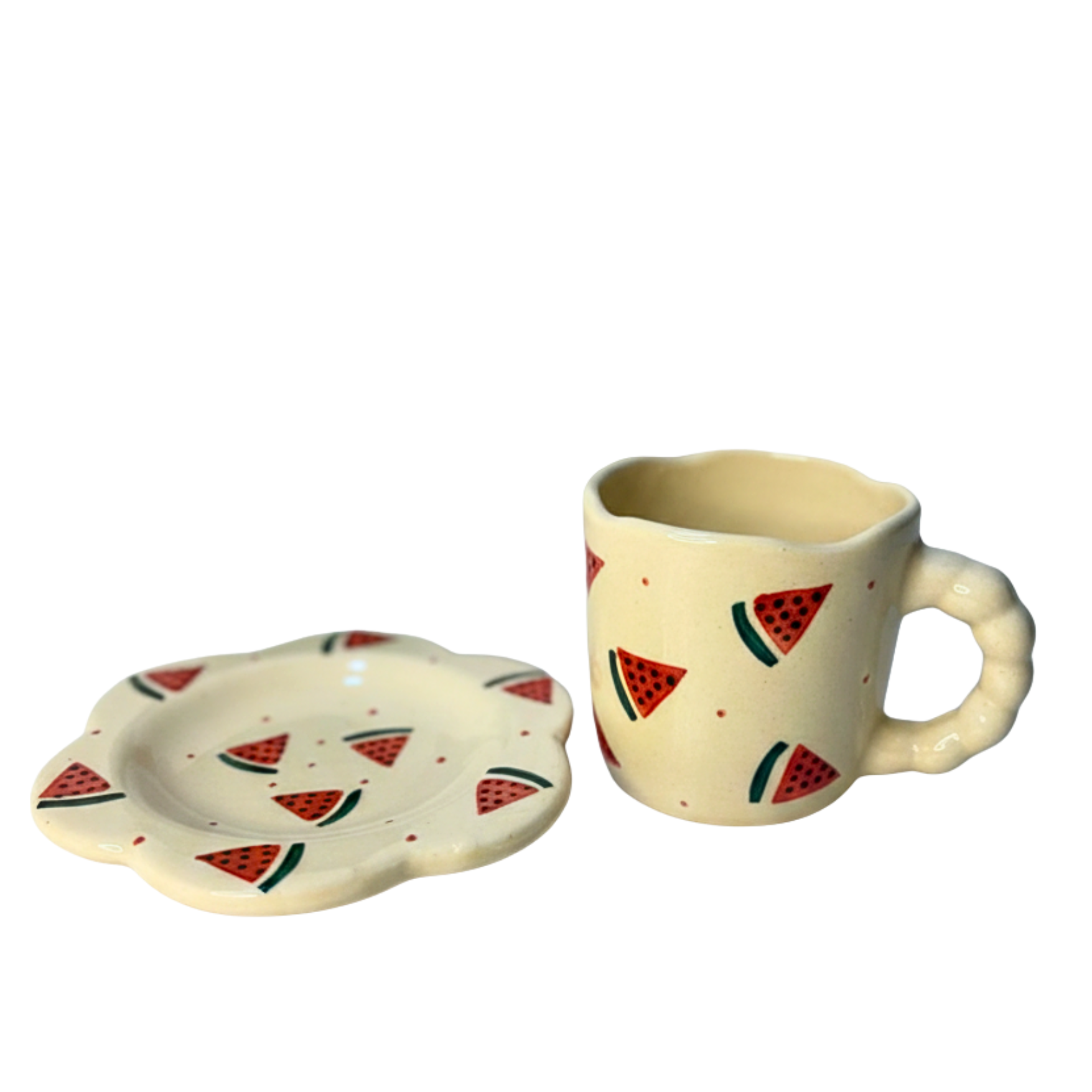 Watermelon- Inspired Ceramic Cup & Saucer Set