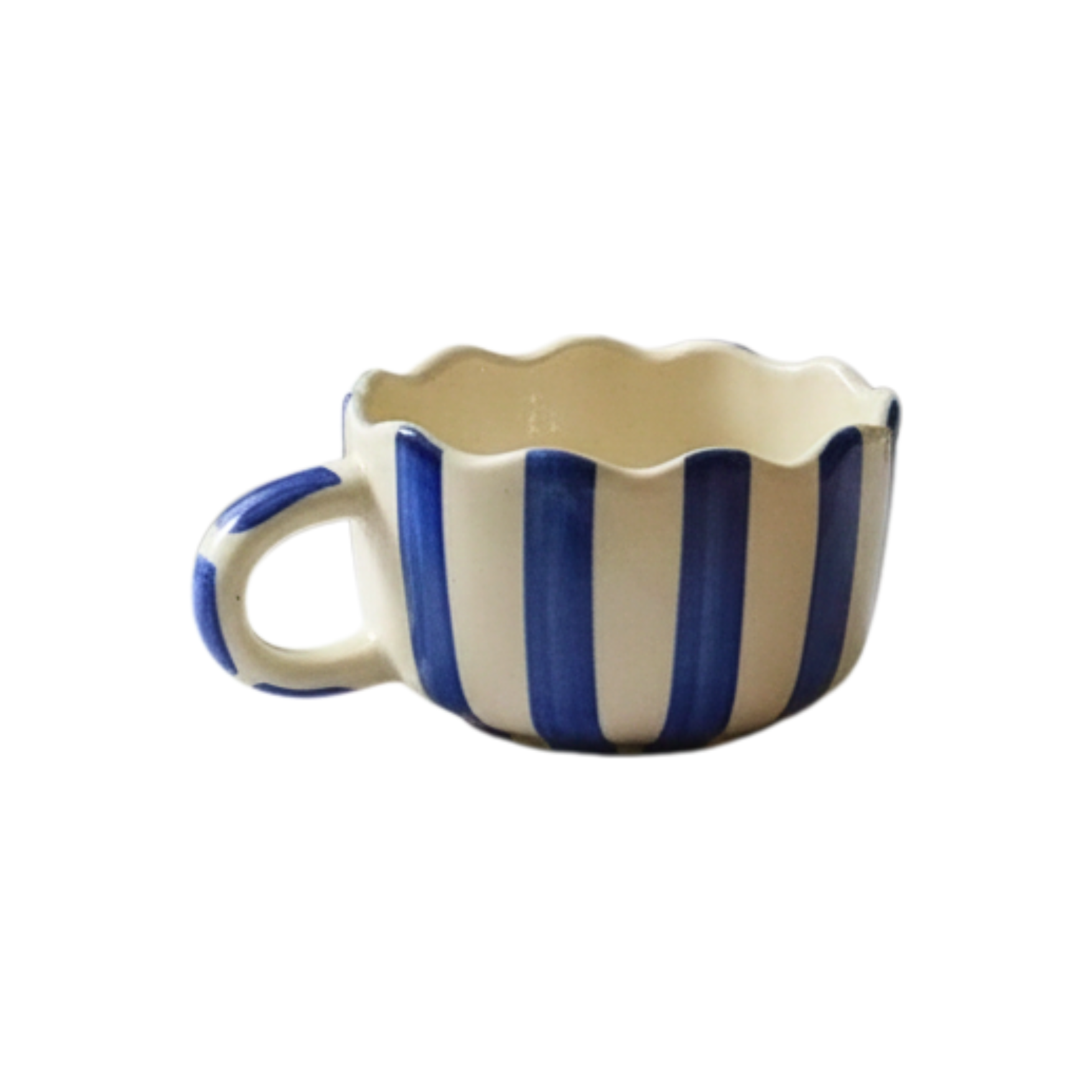Scalloped Ceramic Soup Mug Set of 4
