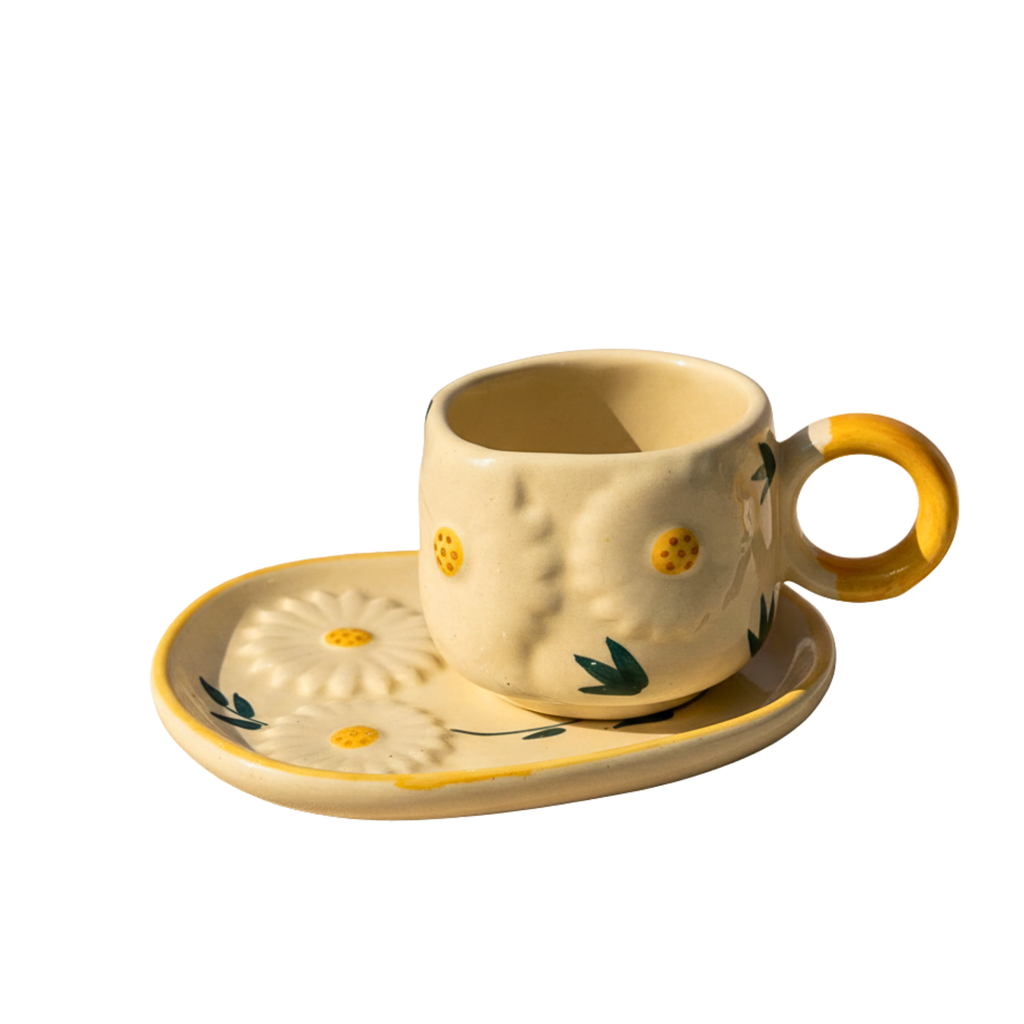 Orange Blossom Ceramic Cup and Saucer set