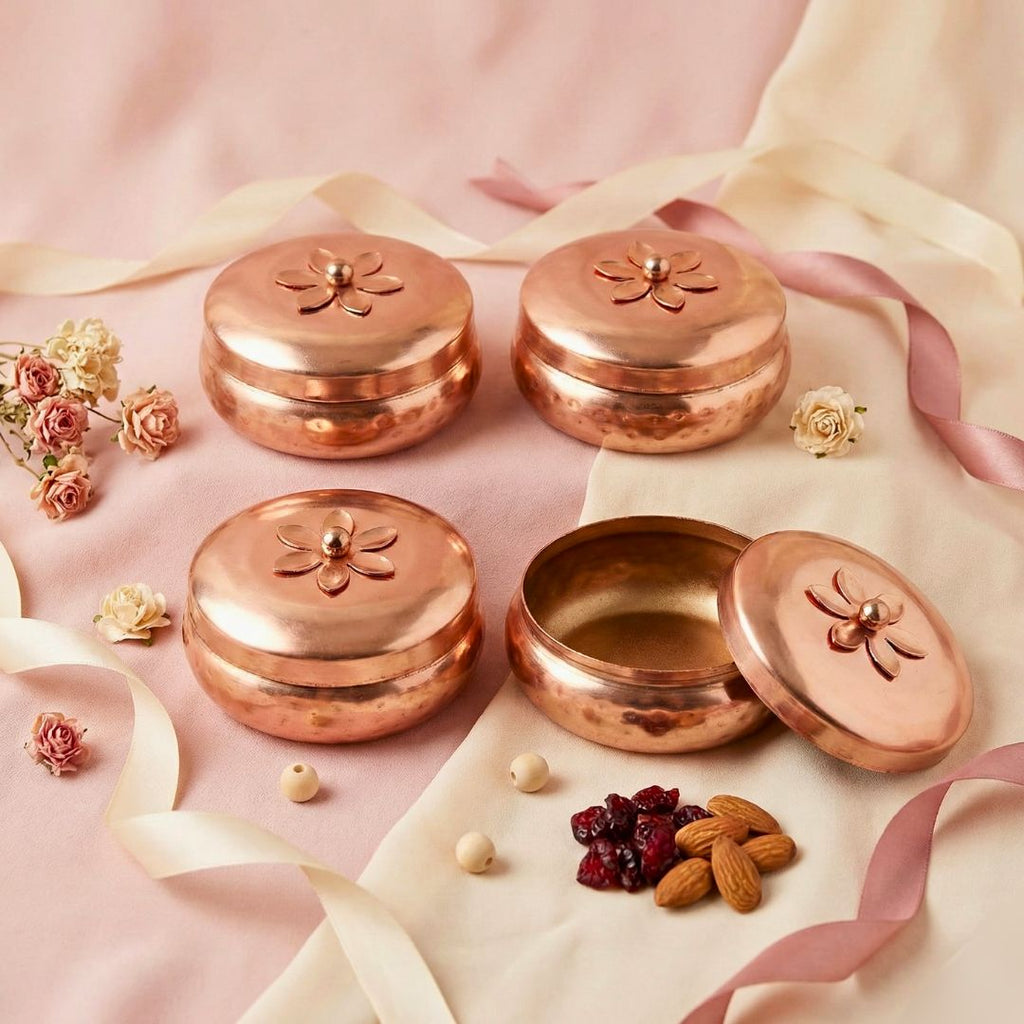 Decorative Multipurpose Hammered Metal Boxes Set of 4