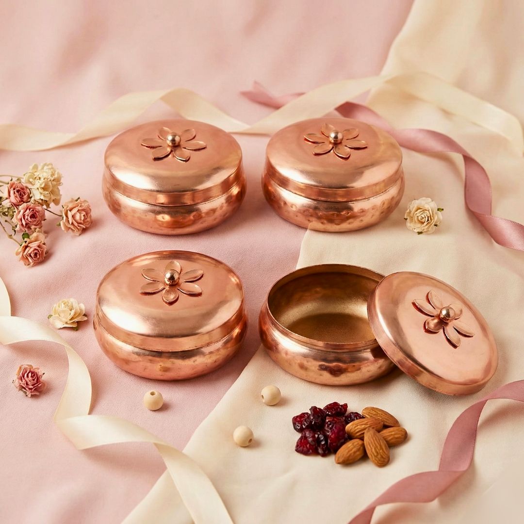 Decorative Multipurpose Hammered Metal Boxes Set of 4