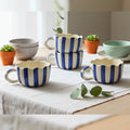 Scalloped Ceramic Soup Mug Set of 4