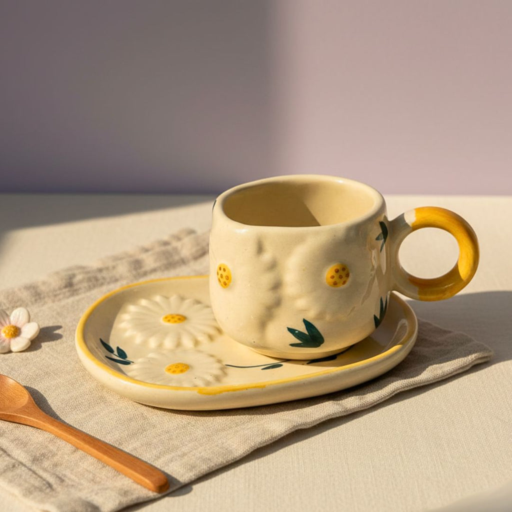 Orange Blossom Ceramic Cup and Saucer set