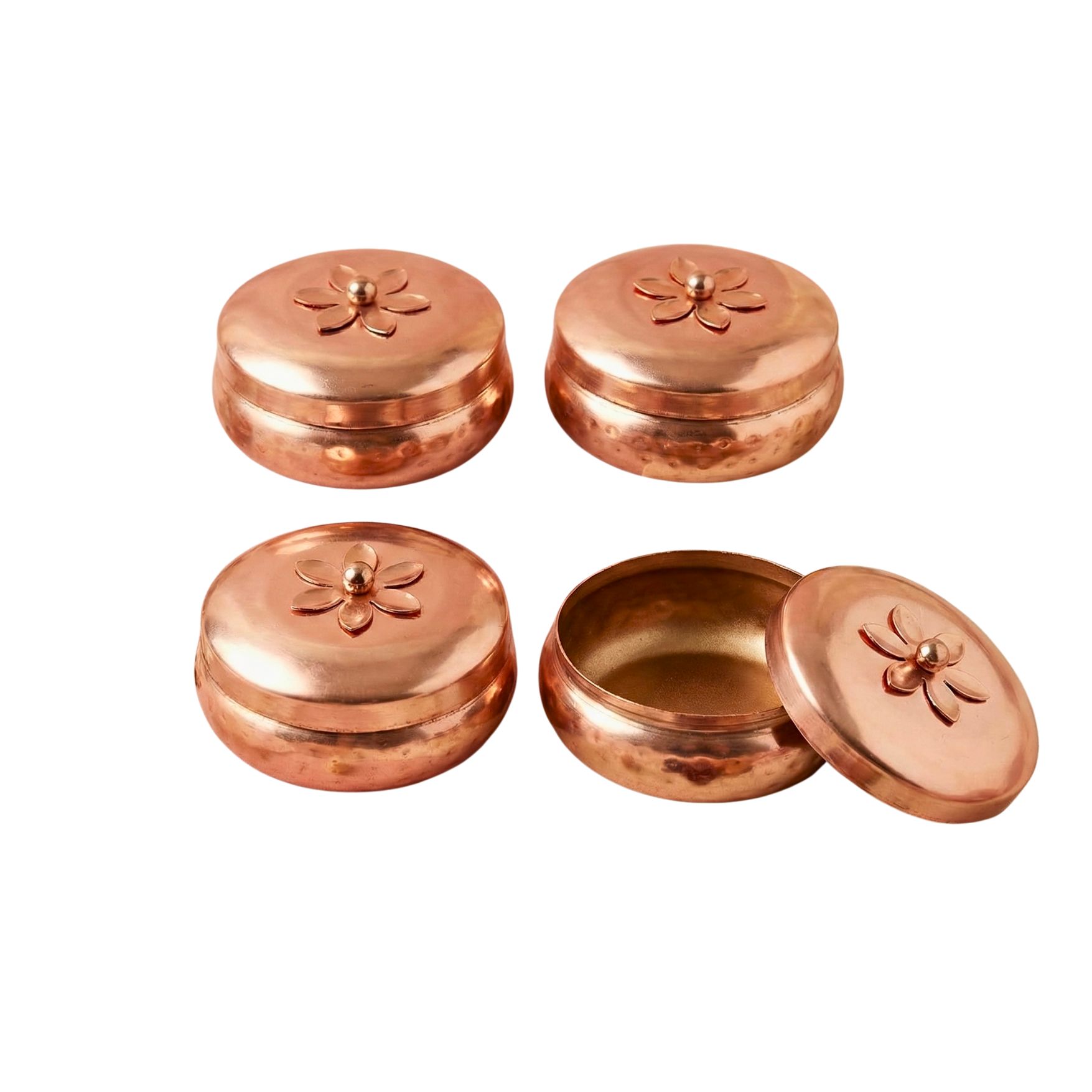 Decorative Multipurpose Hammered Metal Boxes Set of 4
