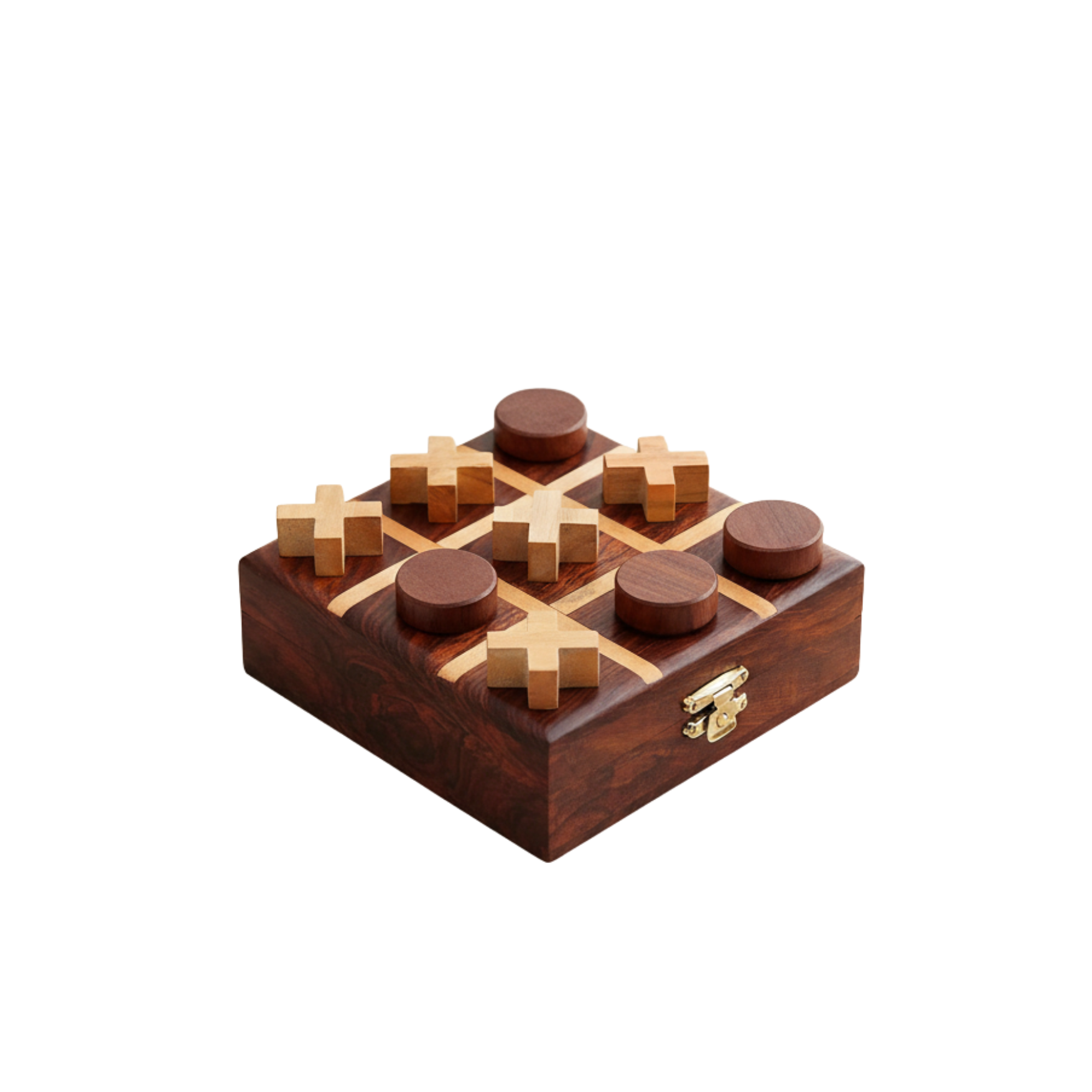 Handcrafted Wooden Tic Tac Toe Game with cover