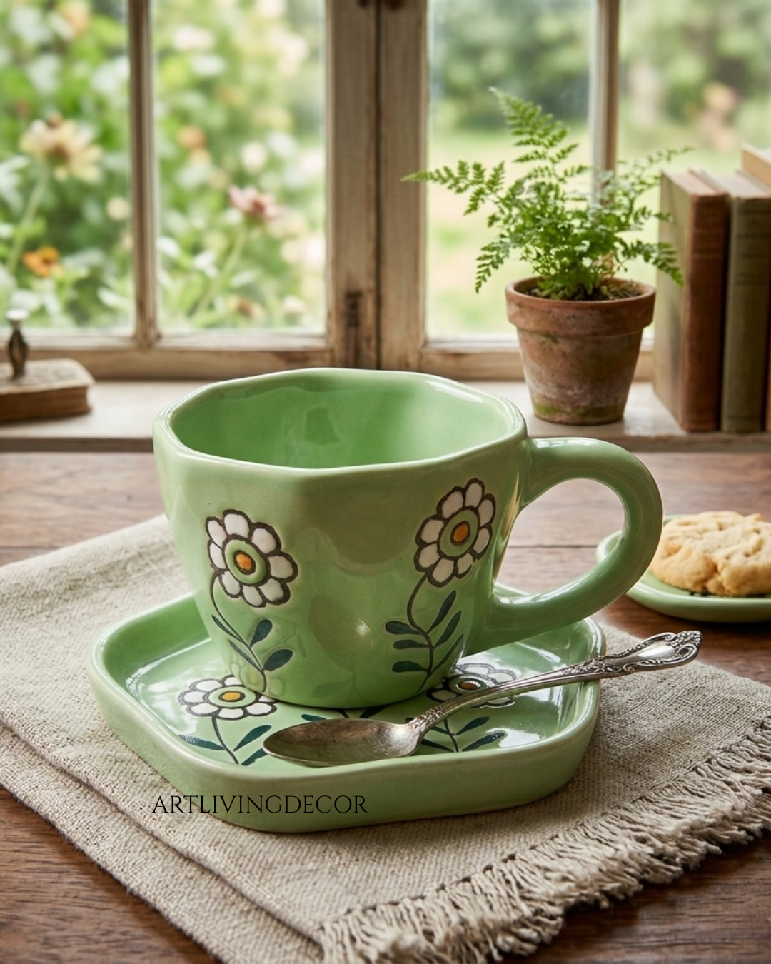 Sunflower Yellow Ceramic Cup & Saucer Set