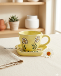 Sunflower Yellow Ceramic Cup & Saucer Set