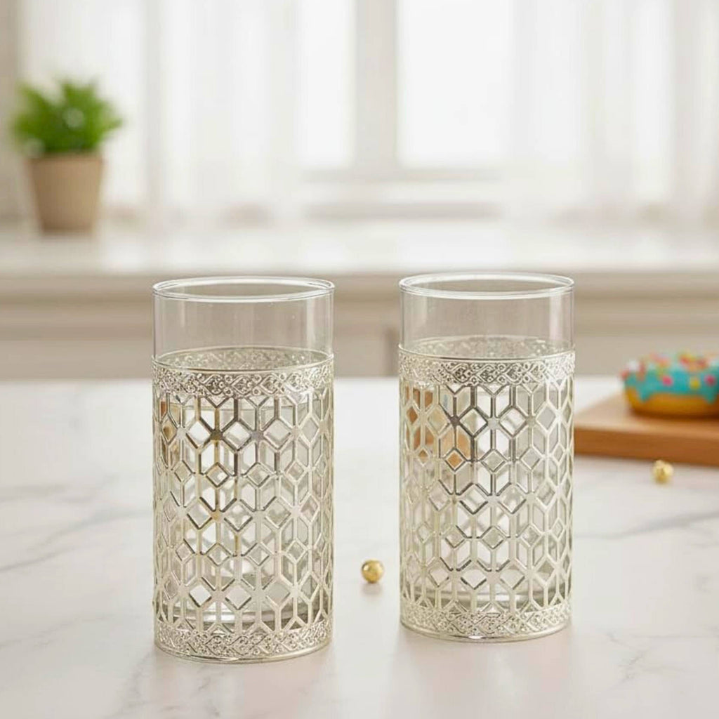 Aurelia Luxe Designer German Silver Bottle & Glass Set