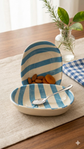 Striped Ceramic Pasta Bowl