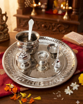 Shubh Aarambh Silver Pooja Thali Set
