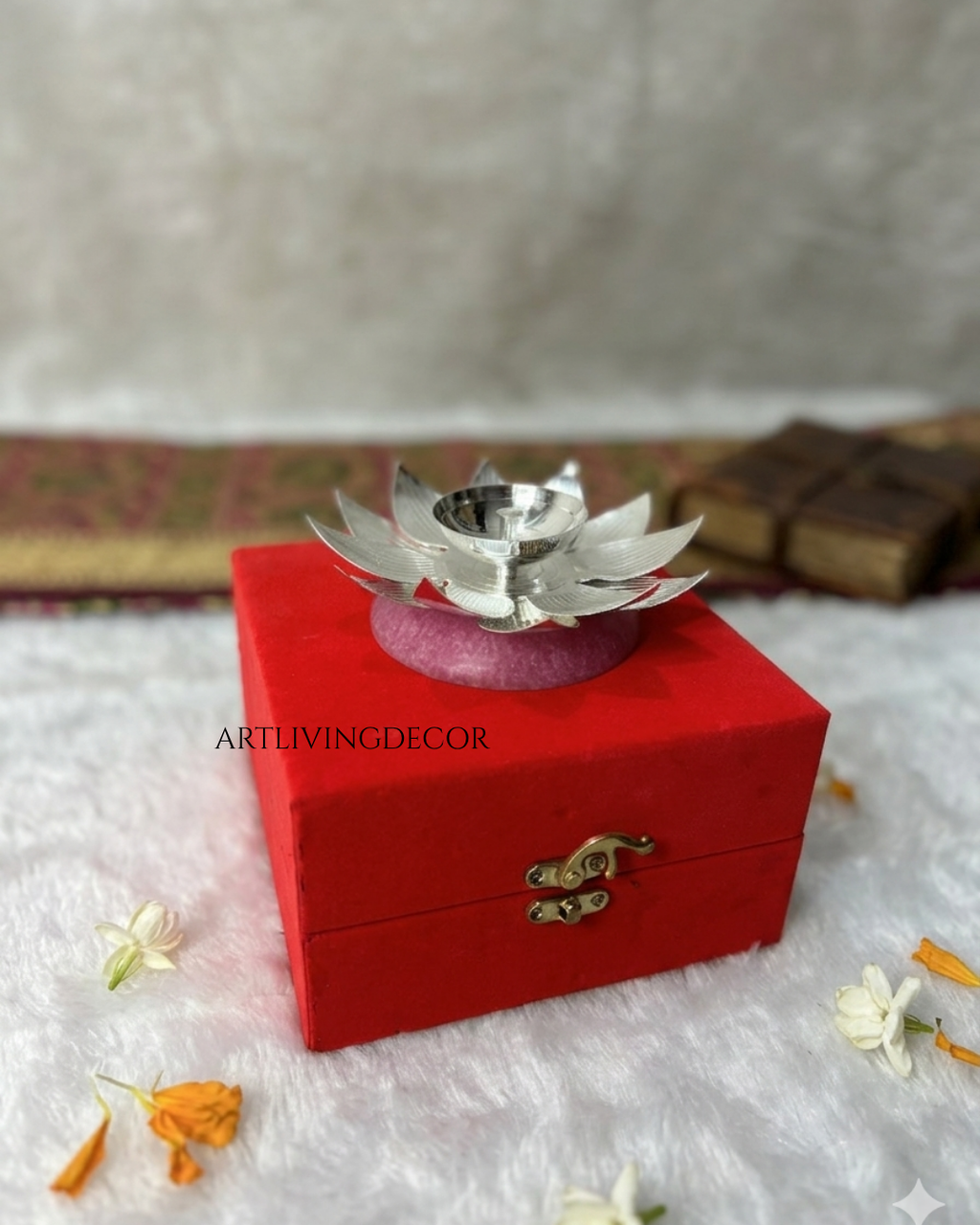 Metal Diya with Resin Bottom Elegant Handcrafted Decor