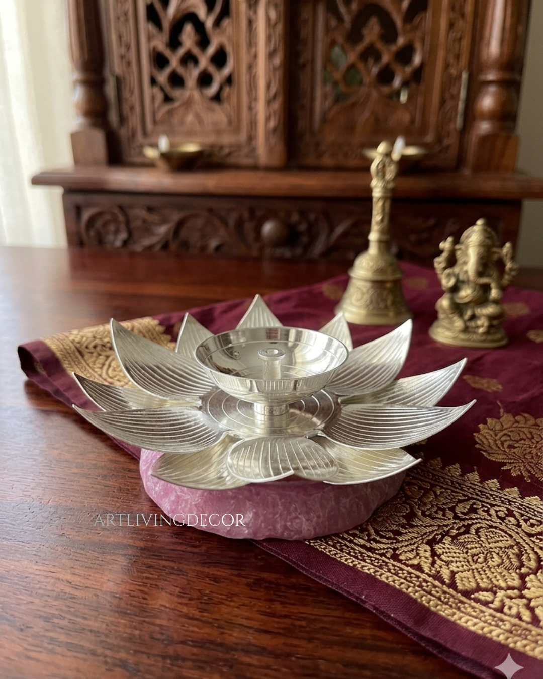 Metal Diya with Resin Bottom Elegant Handcrafted Decor