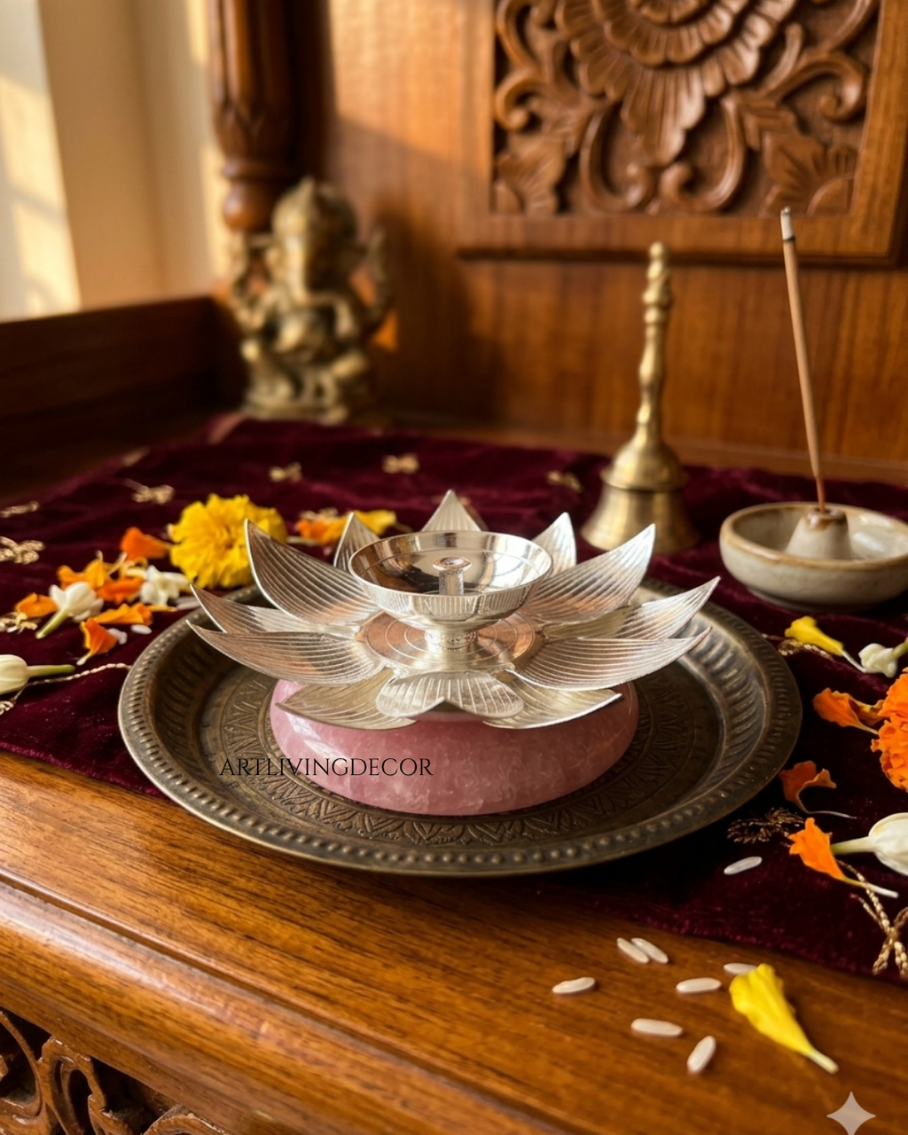Metal Diya with Resin Bottom Elegant Handcrafted Decor