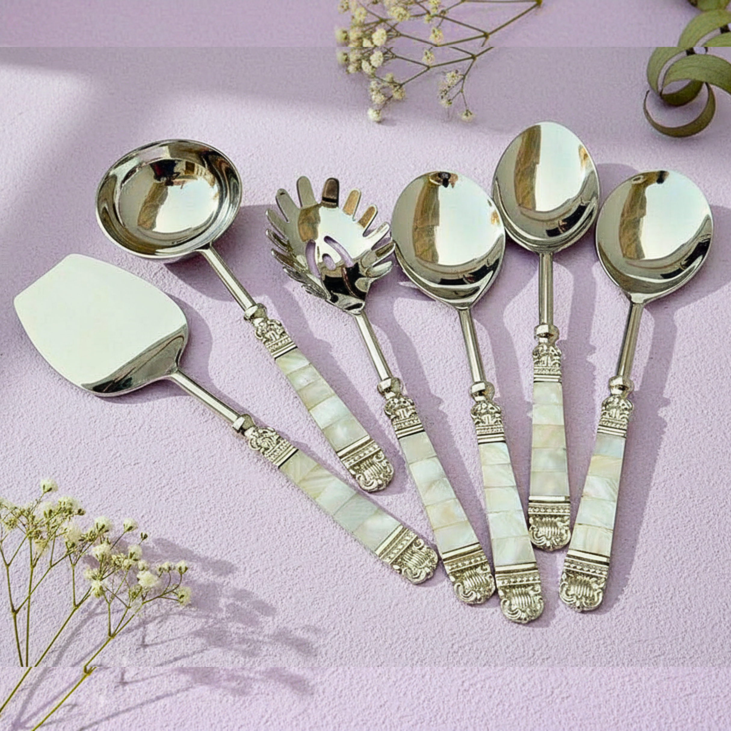 Royal Pearl Handle Silver Cutlery Set of 6
