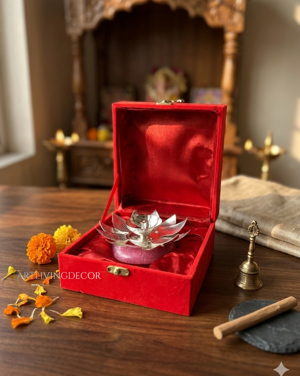 Metal Diya with Resin Bottom Elegant Handcrafted Decor