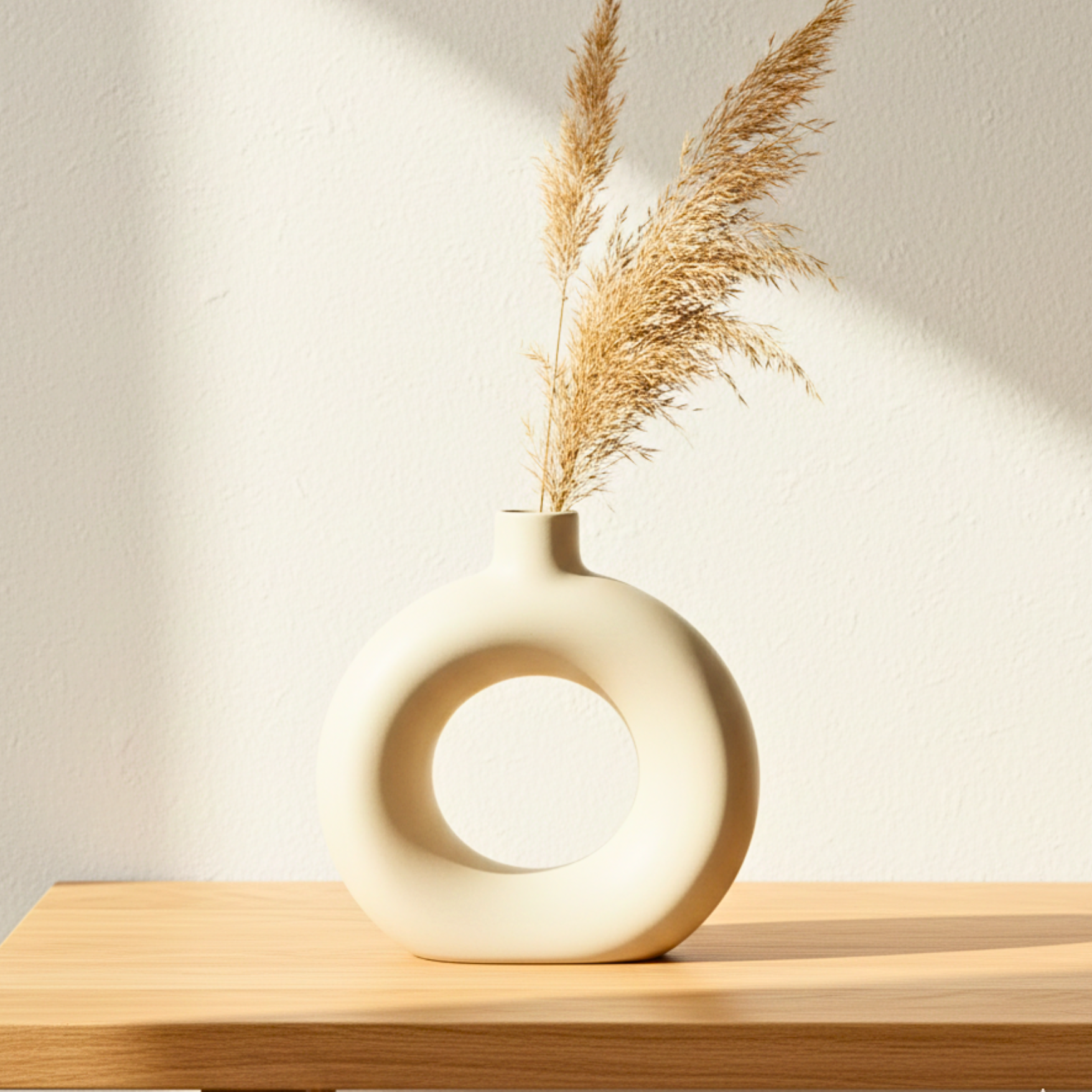 Sculptural White Ceramic Donut Vase