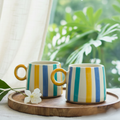 Stripe Coffee Mugs Set of 2