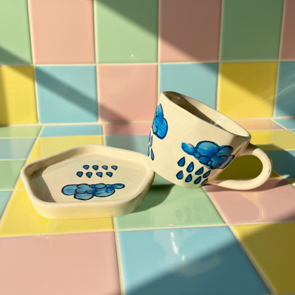 Cloudy Raindrop Art Cup & Saucer set