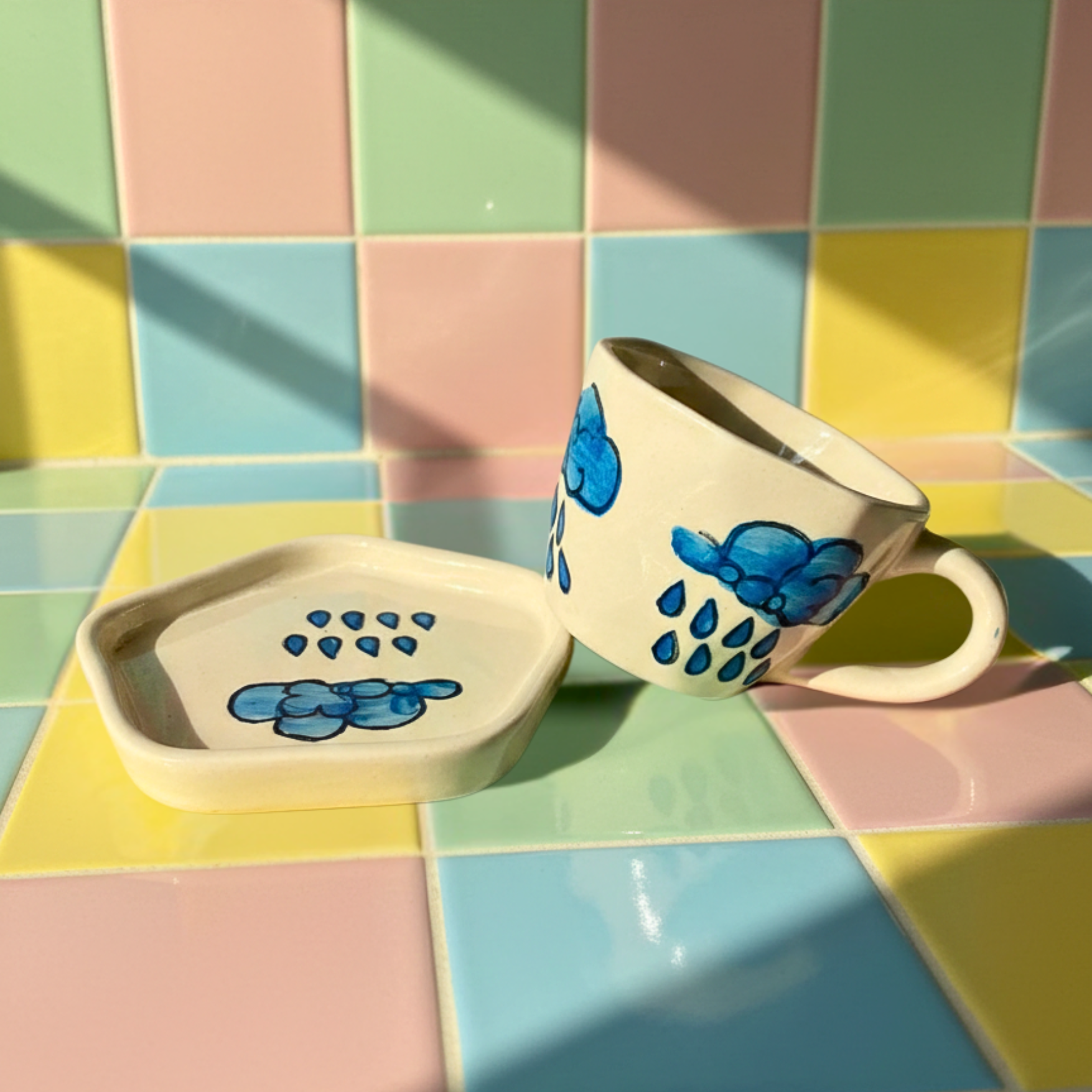 Cloudy Raindrop Art Cup & Saucer set